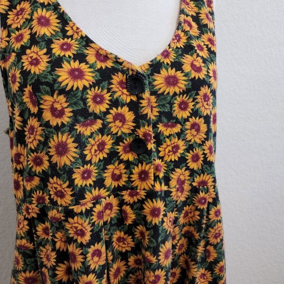 Vintage Steven Ross Naturally Cottage Core Sunflower V Neck Maxi Dress - Picture 4 of 11